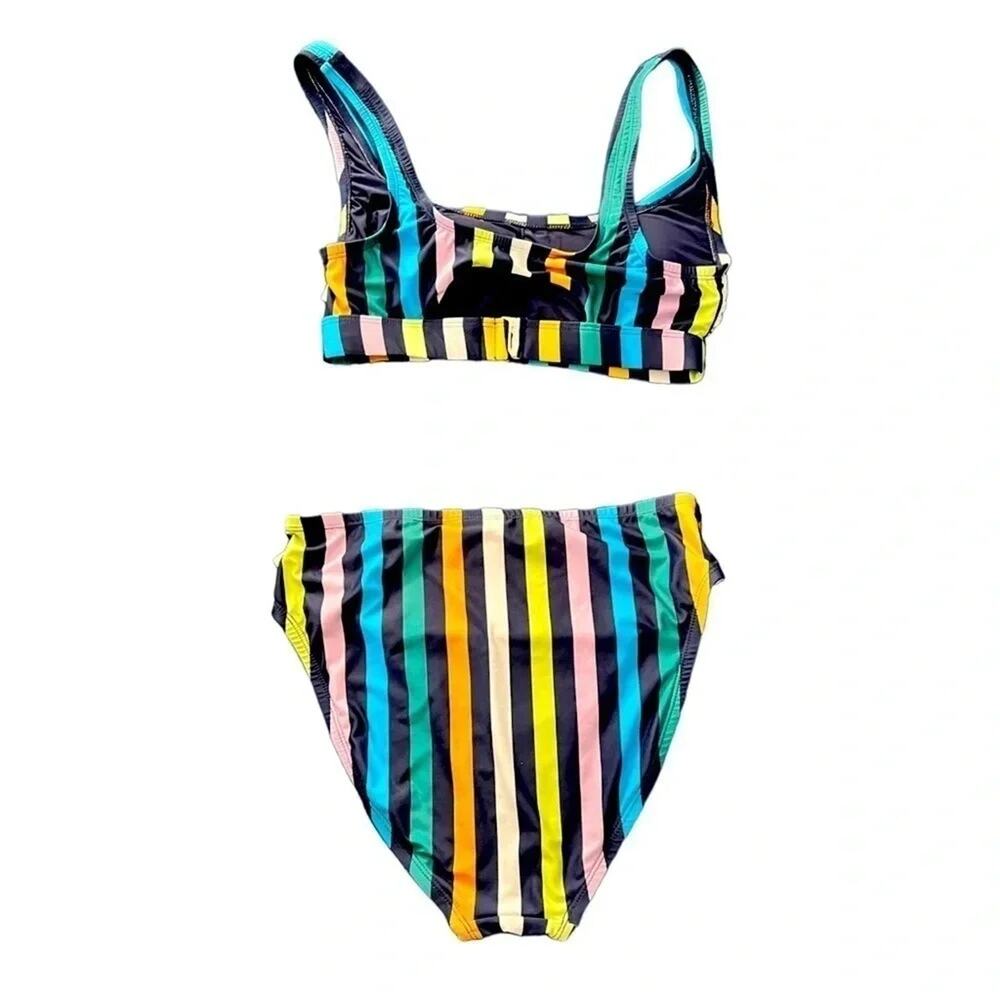 Modcloth Retro Striped High Waisted Bikini Set Swim Size S NWOT - Picture 5 of 8